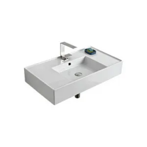 Teorema Wall Basin 810mm X 440mm X 140mm Centre Bowl Gloss | Made From Ceramic In White/Gloss White By ADP by ADP, a Basins for sale on Style Sourcebook
