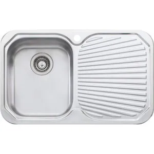 Petite Single Left Hand Bowl With Drainer Pe321 750mm X 460mm One Tap Hole Topmount | Made From Stainless Steel By Oliveri by Oliveri, a Kitchen Sinks for sale on Style Sourcebook