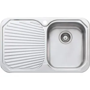 Petite Single Left Hand Bowl With Drainer Pe322 750mm X 460mm One Tap Hole Topmount | Made From Stainless Steel By Oliveri by Oliveri, a Kitchen Sinks for sale on Style Sourcebook