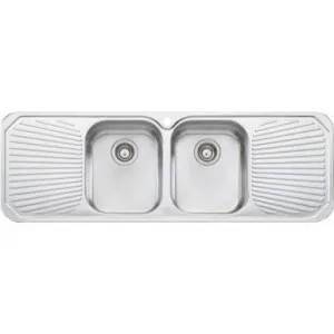 Petite Sink Double Bowl With Double Drainer Pe353 1430mm X 480mm One Tap Hole Topmount | Made From Stainless Steel By Oliveri by Oliveri, a Kitchen Sinks for sale on Style Sourcebook