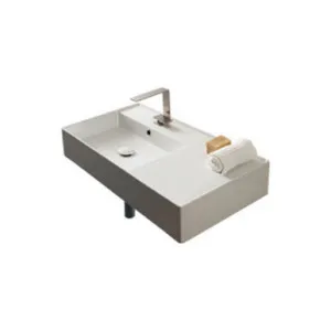 Teorema Wall Basin 810mm X 440mm X 140mm Left Offset Bowl Gloss | Made From Ceramic In White/Gloss White By ADP by ADP, a Basins for sale on Style Sourcebook