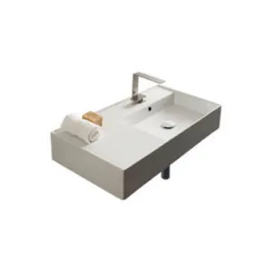 Teorema Wall Basin 810mm X 440mm X 140mm Right Offset Bowl Gloss | Made From Ceramic In White/Gloss White By ADP by ADP, a Basins for sale on Style Sourcebook