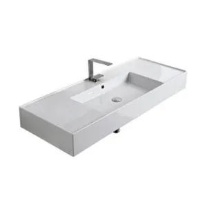 Teorema Wall Basin 1210mm X 460mm X 160mm Centre Bowl Gloss | Made From Ceramic In White/Gloss White By ADP by ADP, a Basins for sale on Style Sourcebook