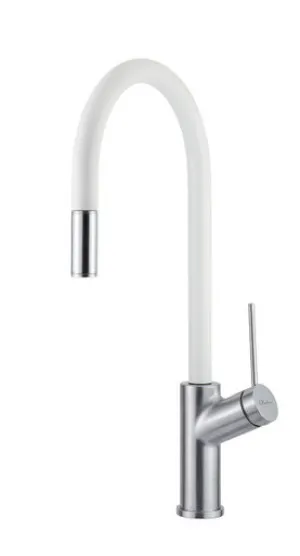Vilo Pull Out Mixer & Satin Chrome | Made From Brass In White/Chrome Finish By Oliveri by Oliveri, a Kitchen Taps & Mixers for sale on Style Sourcebook