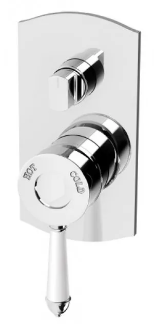 Nostalgia Bath & Shower Diverter Mixer (White Handle) Chrome In White/Chrome Finish By Phoenix by PHOENIX, a Bathroom Taps & Mixers for sale on Style Sourcebook