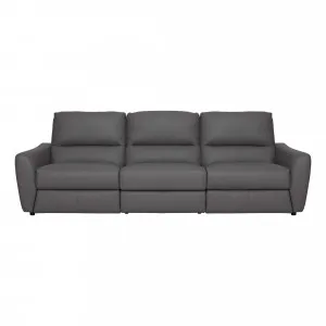 Portland 3 Seater Recliner Sofa in Leather Dark Grey by OzDesignFurniture, a Sofas for sale on Style Sourcebook