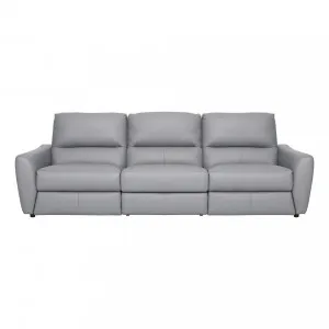 Portland 3 Seater Recliner Sofa in Leather Pewter by OZ Design, a Sofas for sale on Style Sourcebook