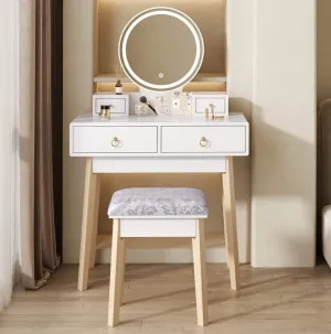 Dressing Table Set with Round LED Makeup Mirror by Luxe Mirrors, a Shaving Cabinets for sale on Style Sourcebook