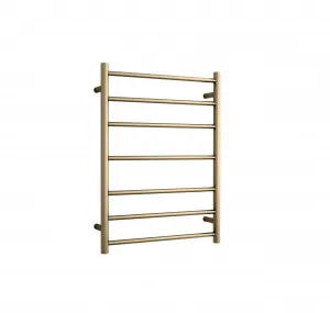 Brushed Brass Round Heated Ladder Rail 80cm x 60cm Hard Wired by Luxe Mirrors, a Towel Rails for sale on Style Sourcebook