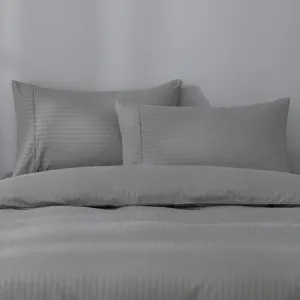 Canningvale Caressa Stripe Quilt Cover Set - White, Super King, Microfibre by Canningvale, a Sheets for sale on Style Sourcebook