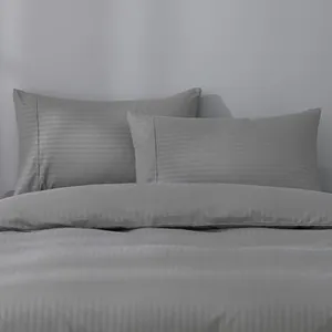 Caressa Stripe Quilt Cover Set - Grey, Single, Microfibre by Canningvale, a Sheets for sale on Style Sourcebook