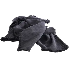 Luca® Boho Linen Throw in Black | 150x200 | Eadie Lifestyle by null, a Throws for sale on Style Sourcebook