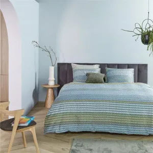Bedding House Rhythm Blue Green Sateen Cotton Quilt Cover Set by null, a Quilt Covers for sale on Style Sourcebook