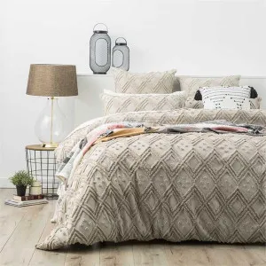 Park Avenue Medallion Cotton Vintage Washed Tufted Stone Quilt Cover Set by null, a Quilt Covers for sale on Style Sourcebook