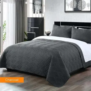 Home Fashion Soft Premium Bed Embossed Charcoal Coverlet Set by null, a Quilt Covers for sale on Style Sourcebook