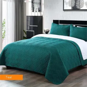 Home Fashion Soft Premium Bed Embossed Teal Coverlet Set by null, a Quilt Covers for sale on Style Sourcebook