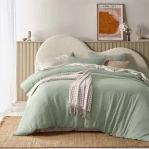 Vintage Design Hugo Cotton Gauze Sage Quilt Cover Set by null, a Quilt Covers for sale on Style Sourcebook