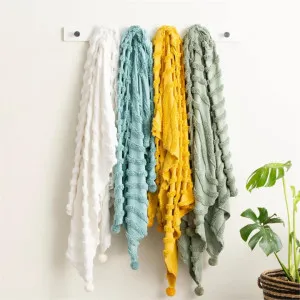 Renee Taylor Wave Cotton Chenille Vintage Washed Aqua Tufted Throw by null, a Throws for sale on Style Sourcebook