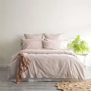 Renee Taylor Alison Yarn Dyed Cotton Reversible Clay Quilt Cover Set by null, a Quilt Covers for sale on Style Sourcebook