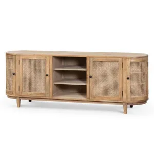 Obrien 2.1m Sideboard Unit - Natural with Rattan Doors by Interior Secrets - AfterPay Available by Interior Secrets, a Sideboards, Buffets & Trolleys for sale on Style Sourcebook