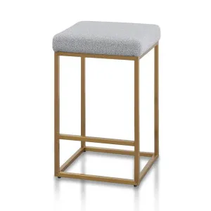 Adela Hail Grey Bar Stool - Brushed Gold Base by Interior Secrets - AfterPay Available by Interior Secrets, a Bar Stools for sale on Style Sourcebook