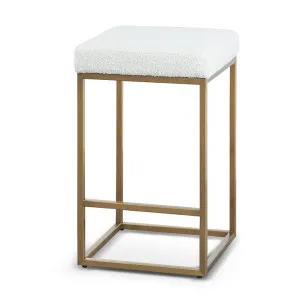 Adela Daisy White Boucle Bar Stool - Brushed Gold Base by Interior Secrets - AfterPay Available by Interior Secrets, a Bar Stools for sale on Style Sourcebook