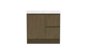 Ascot Floor Or Wall Mount Vanity 910mm 2 Draw Rh 1 Door Natural Walnut | Made From MDF In Timber Look By Raymor by Raymor, a Vanities for sale on Style Sourcebook