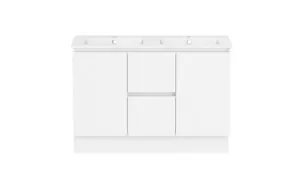 Ascot Floor Or Wall Mount Double Vanity 1210mm 2 Draw Centre 2 Door Polar White | Made From MDF In Matte White By Raymor by Raymor, a Vanities for sale on Style Sourcebook