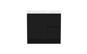 Ascot Floor Or Wall Mount Slim Vanity 915mm 2 Draw Rh 1 Door | Made From MDF In Black By Raymor by Raymor, a Vanities for sale on Style Sourcebook