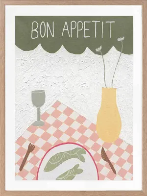 Bon Appétit Khaki Green Framed Art Print by Urban Road, a Prints for sale on Style Sourcebook