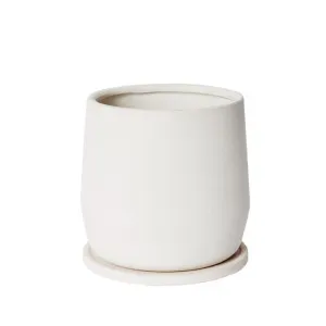 Mason Pot with Saucer White Round - 22cm by null, a Plant Holders for sale on Style Sourcebook