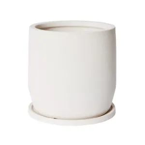 Mason Pot with Saucer White Round - 26cm by null, a Plant Holders for sale on Style Sourcebook