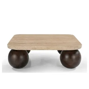 Bon Travertine & Acacia Coffee Table Brown by null, a Coffee Table for sale on Style Sourcebook