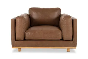 Nevada Leather Modern Armchair, Brown, by Lounge Lovers by Lounge Lovers, a Chairs for sale on Style Sourcebook