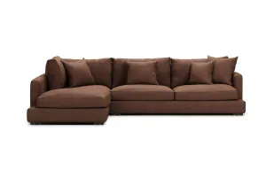 Long Beach Leather Left Corner Sofa, Phoenix Coffee, by Lounge Lovers by Lounge Lovers, a Sofas for sale on Style Sourcebook