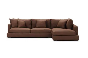 Long Beach Leather Right Corner Sofa, Phoenix Coffee, by Lounge Lovers by Lounge Lovers, a Sofas for sale on Style Sourcebook
