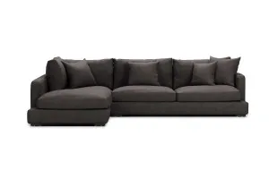 Long Beach Leather Left Corner Sofa, Graphite, by Lounge Lovers by Lounge Lovers, a Sofas for sale on Style Sourcebook