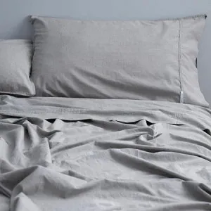 Vintage Deep Sheet Set - Charcoal Melange, Deep King, Softwash Cotton by Canningvale, a Sheets for sale on Style Sourcebook