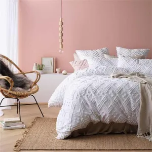 Park Avenue Medallion Cotton Vintage Washed Tufted White Quilt Cover Set by null, a Quilt Covers for sale on Style Sourcebook