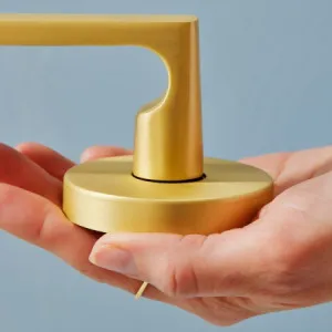 Avant with QuickFix Rivera Passage Lever Set in Satin Brass with Latch by Gainsborough, a Door Hardware for sale on Style Sourcebook