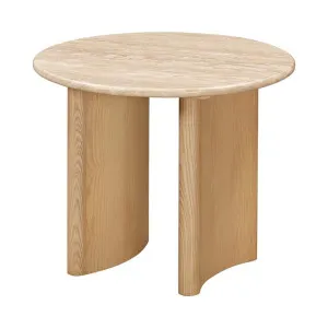 Linden 60cm Travertine Top Side Table - Creme Ash by Interior Secrets - AfterPay Available by Interior Secrets, a Side Table for sale on Style Sourcebook