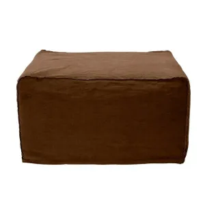 Como Linen Square Ottoman Cocoa - 70cm x 70cm by null, a Ottomans for sale on Style Sourcebook