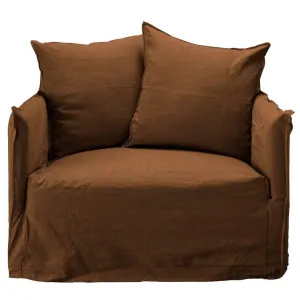Como Linen Darling Chair Cocoa - 1.5 Seater by null, a Sofas for sale on Style Sourcebook