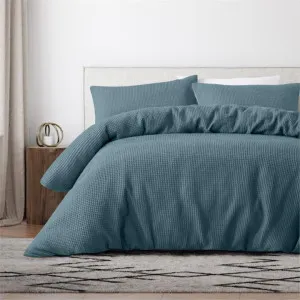 Bas Phillips Cotton Waffle Dusty Blue Quilt Cover Set by null, a Quilt Covers for sale on Style Sourcebook