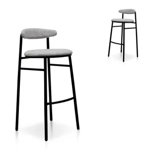 Set of 2 - Oneal 65cm Fabric Bar Stool - Silver Grey and Black Legs by Interior Secrets - AfterPay Available by Interior Secrets, a Bar Stools for sale on Style Sourcebook