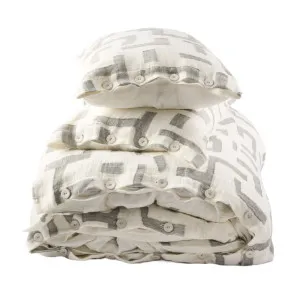 Antico Deluxe Linen Duvet Set in Off White/Slate | King in 240x210cm | Eadie Lifestyle by null, a Quilt Covers for sale on Style Sourcebook