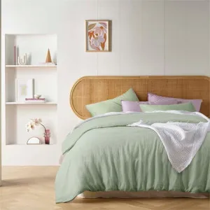 Vintage Design French Linen Pistachio Quilt Cover Set by null, a Quilt Covers for sale on Style Sourcebook