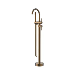 Misha Floor Mounted Bath Mixer w Shower Brushed Copper by null, a Bathroom Taps & Mixers for sale on Style Sourcebook