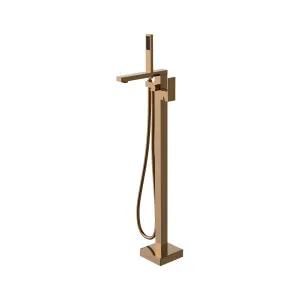 Platz Floor Mounted Bath Mixer w Shower  Brushed Copper by null, a Bathroom Taps & Mixers for sale on Style Sourcebook