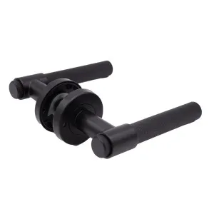 Matt Black Knurled Privacy Door Handle - Rosedale by Manovella, a Door Hardware for sale on Style Sourcebook